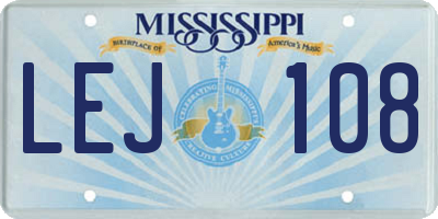 MS license plate LEJ108