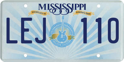 MS license plate LEJ110