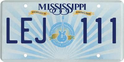 MS license plate LEJ111