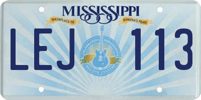 MS license plate LEJ113