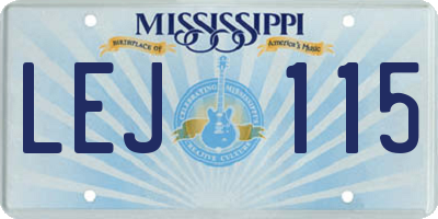 MS license plate LEJ115