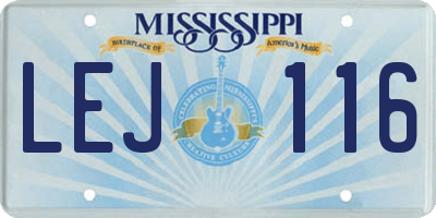 MS license plate LEJ116