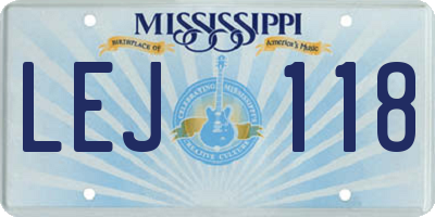 MS license plate LEJ118