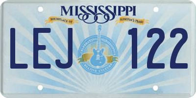 MS license plate LEJ122