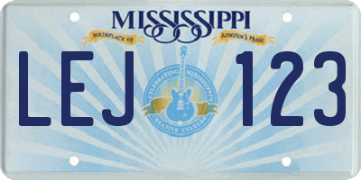 MS license plate LEJ123