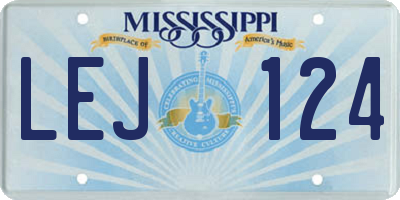 MS license plate LEJ124