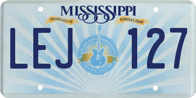 MS license plate LEJ127