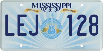 MS license plate LEJ128