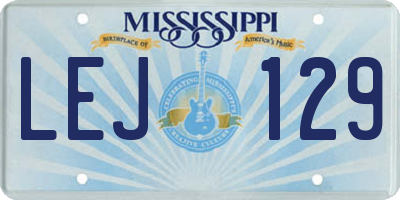 MS license plate LEJ129