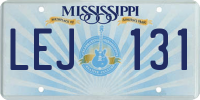 MS license plate LEJ131