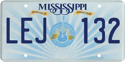 MS license plate LEJ132