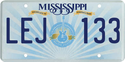 MS license plate LEJ133
