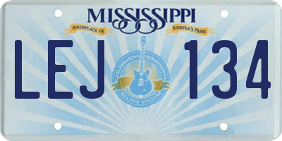 MS license plate LEJ134