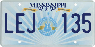 MS license plate LEJ135