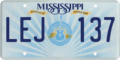 MS license plate LEJ137
