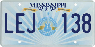 MS license plate LEJ138