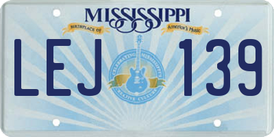 MS license plate LEJ139