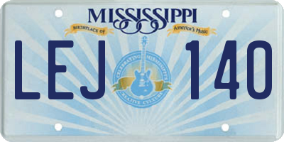 MS license plate LEJ140