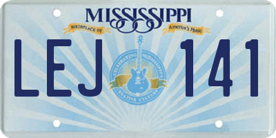 MS license plate LEJ141