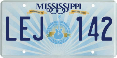 MS license plate LEJ142