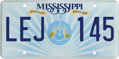 MS license plate LEJ145