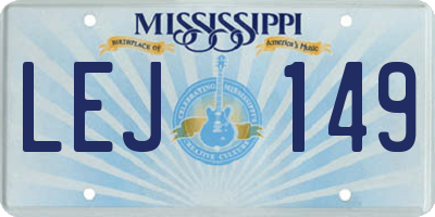 MS license plate LEJ149