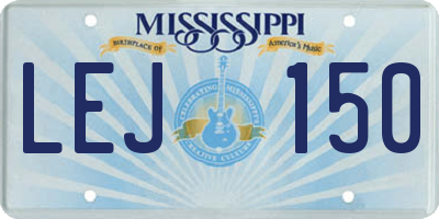 MS license plate LEJ150
