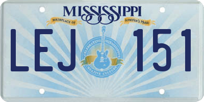 MS license plate LEJ151