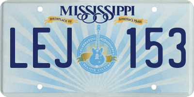 MS license plate LEJ153