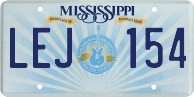 MS license plate LEJ154