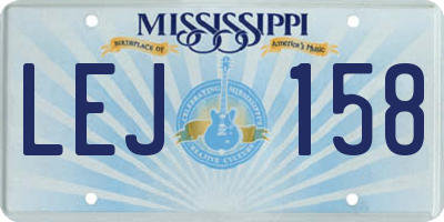 MS license plate LEJ158
