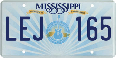MS license plate LEJ165