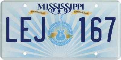 MS license plate LEJ167