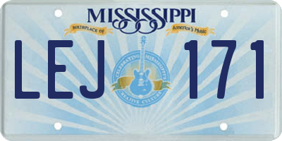 MS license plate LEJ171