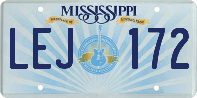 MS license plate LEJ172