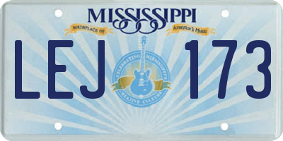 MS license plate LEJ173