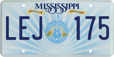 MS license plate LEJ175