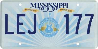 MS license plate LEJ177