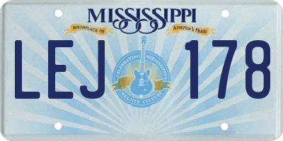 MS license plate LEJ178