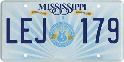 MS license plate LEJ179