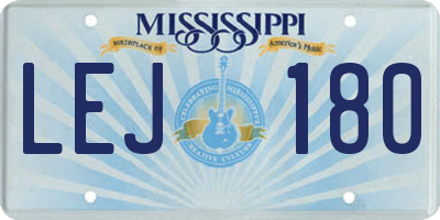 MS license plate LEJ180