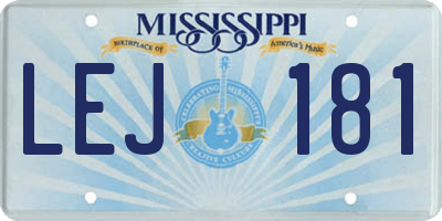 MS license plate LEJ181
