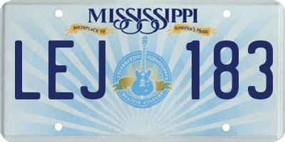 MS license plate LEJ183