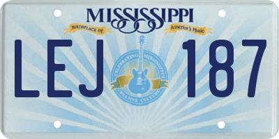MS license plate LEJ187