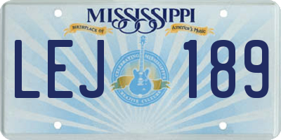MS license plate LEJ189