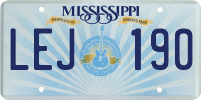 MS license plate LEJ190