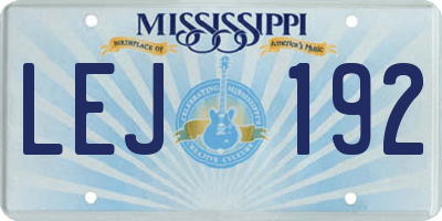 MS license plate LEJ192
