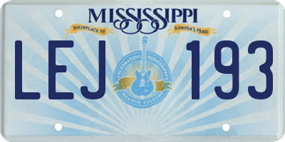 MS license plate LEJ193
