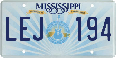 MS license plate LEJ194