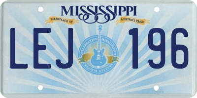 MS license plate LEJ196